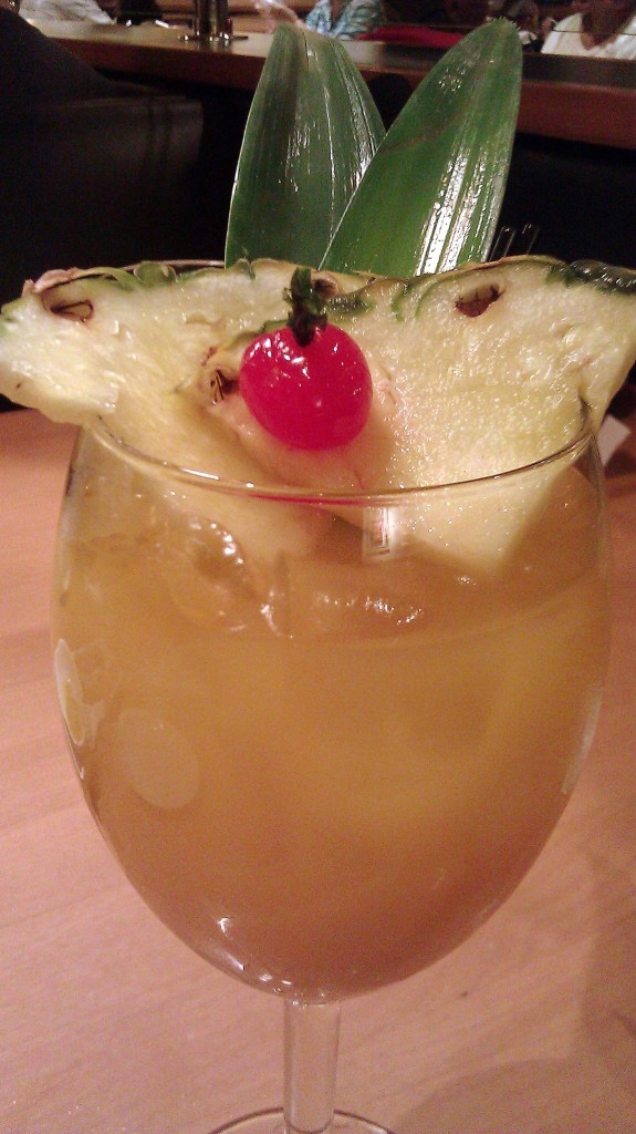 white sangria with coconut rum, pineapple juice, white wine