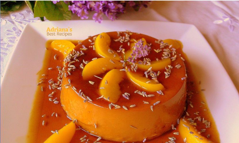 Lavender and Peach Flan