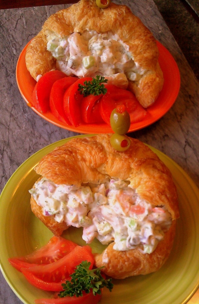 Shrimp salad croissants