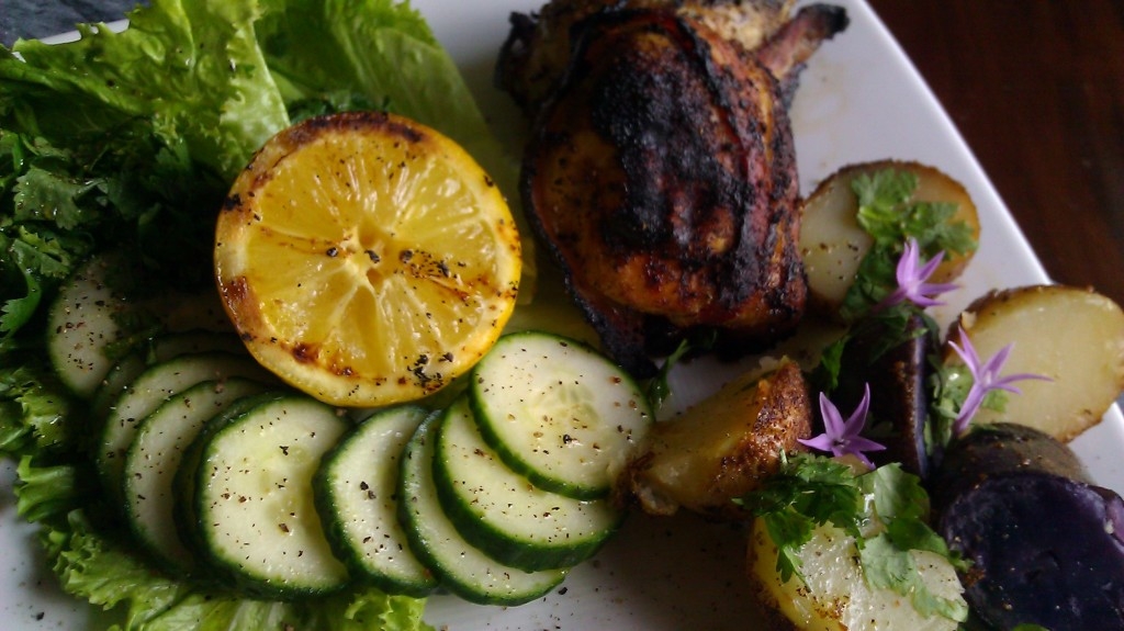 Grilled Chicken Bacon Medallions and Potatoes