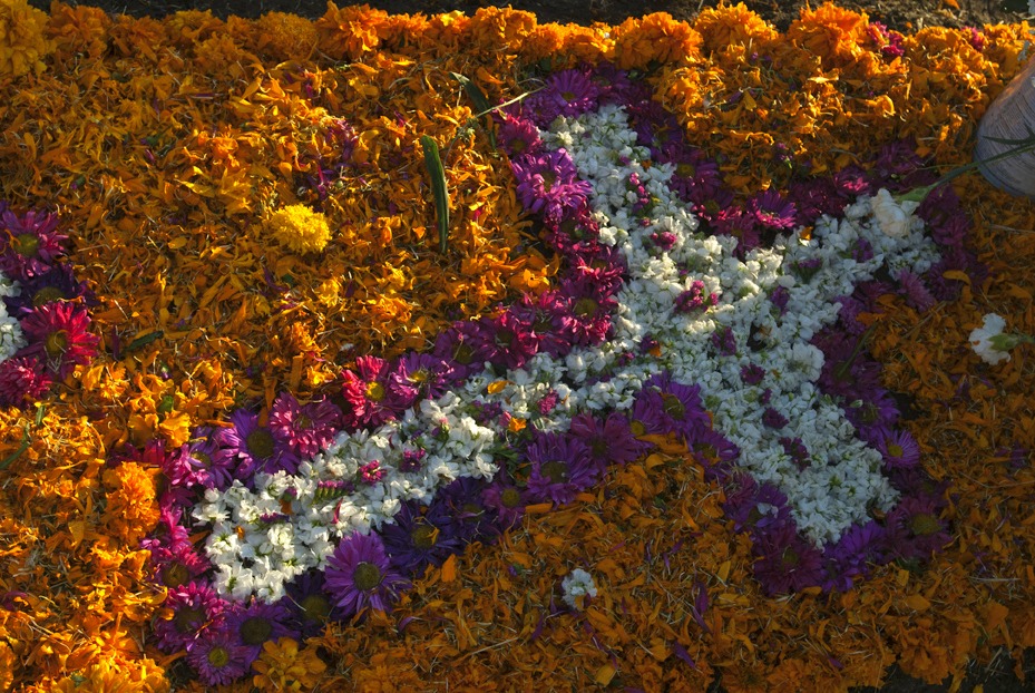 Cross made with flower petals. Photo courtesy of Carlos Contreras de Oteyza