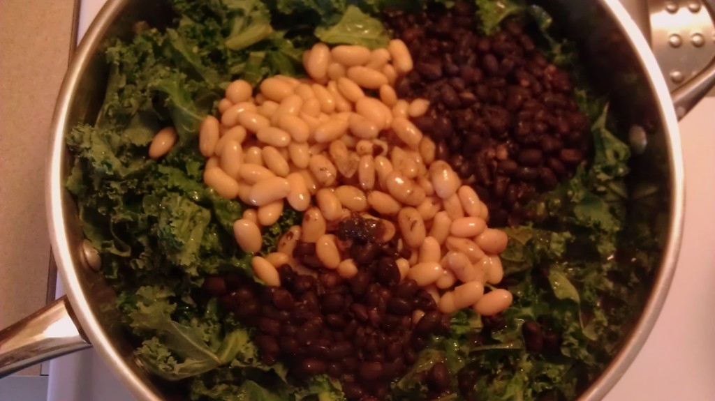 Kale and Beans on the sauteing pan