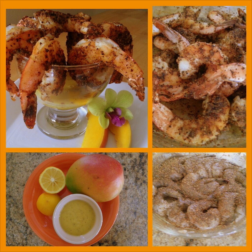 Oven grilled shrimp with savory mango sauce
