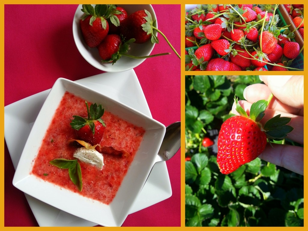 Sopa fría de fresas combinando sabores salados y dulces