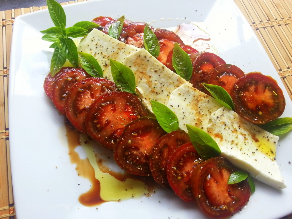 Kumato Tomatoes Caprese with Queso Fresco, olive oil and balsamic