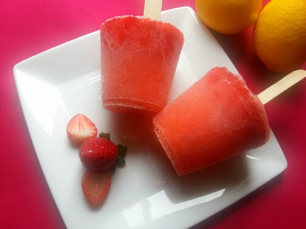 Paletas Heladas de Margarita de Fresas