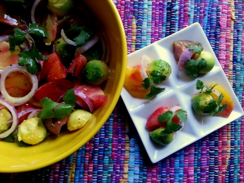 Heirloom Tomato and Avocado Salad is a seasonal and fresh option to start the fall.