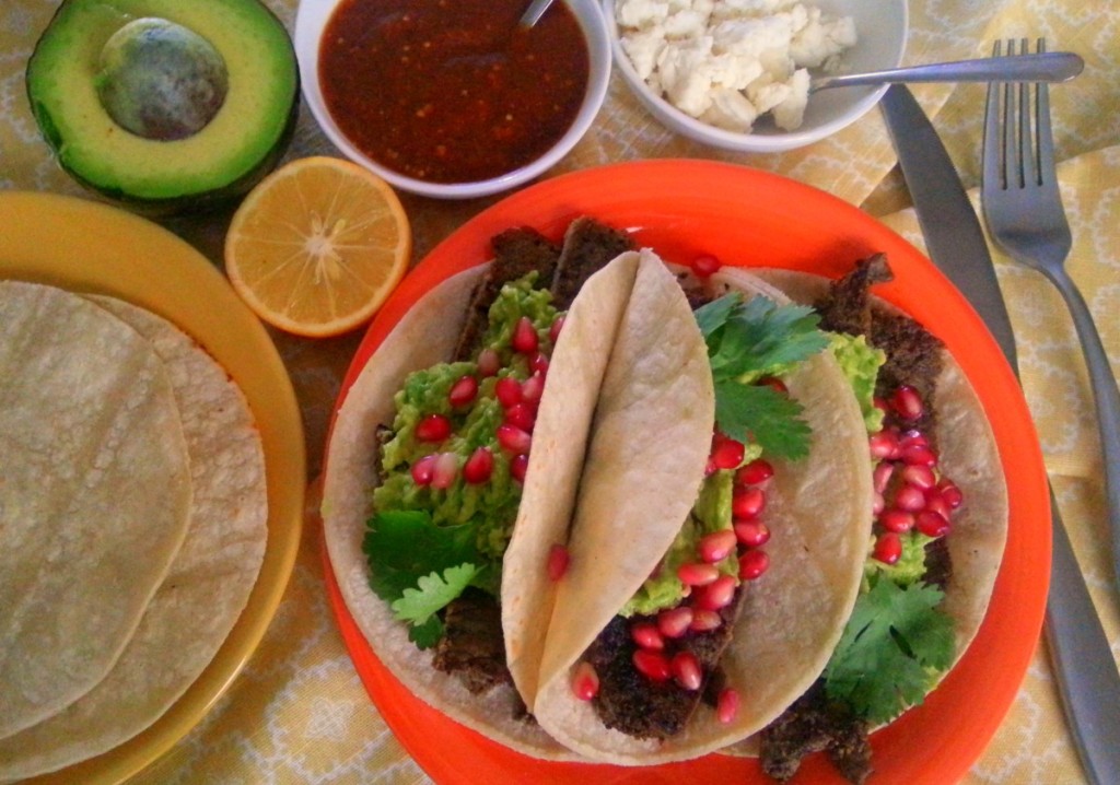 Grilled Beef Tacos and Pomegranate Guacamole Serving Suggestion #ABRecipes #beefcookoff