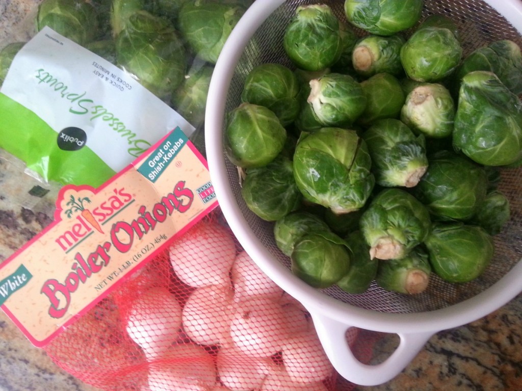 Ingredients to prepare Grilled Brussels Sprouts and Onions #ABRecipes