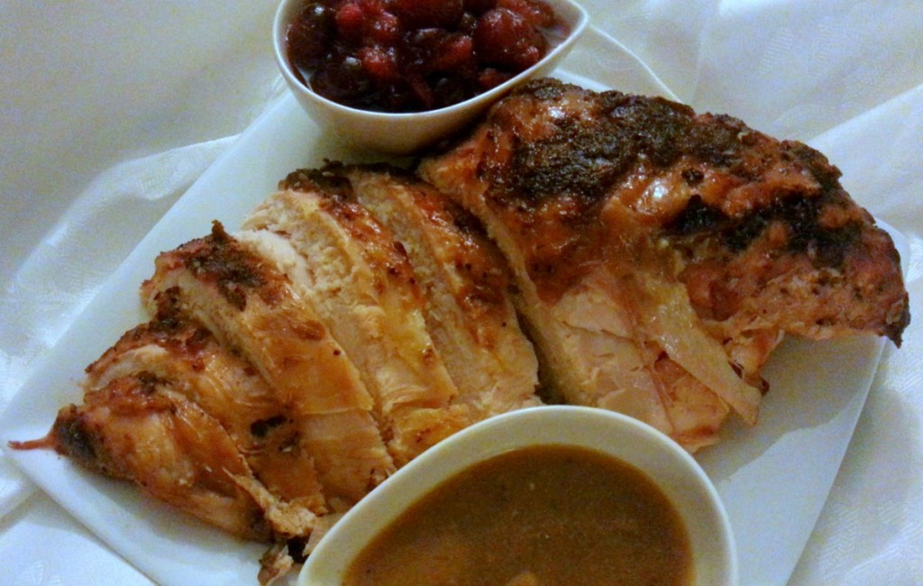 Sliced Oven Roasted Turkey with gravy and cranberry sauce #ABRecipes