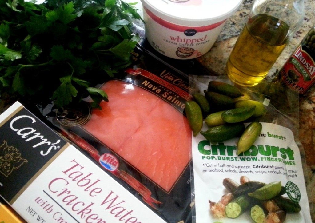 Ingredients for preparing the citrus caviar salmon bites #ABRecipes 