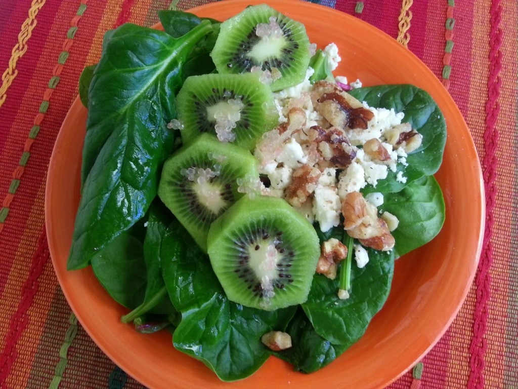 Kiwi and spinach with finger limes #ABRecipes