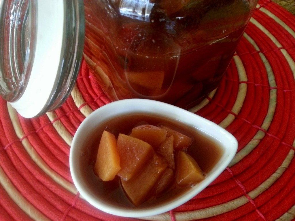 Quince preserves canned in a mason jar #ABRecipes