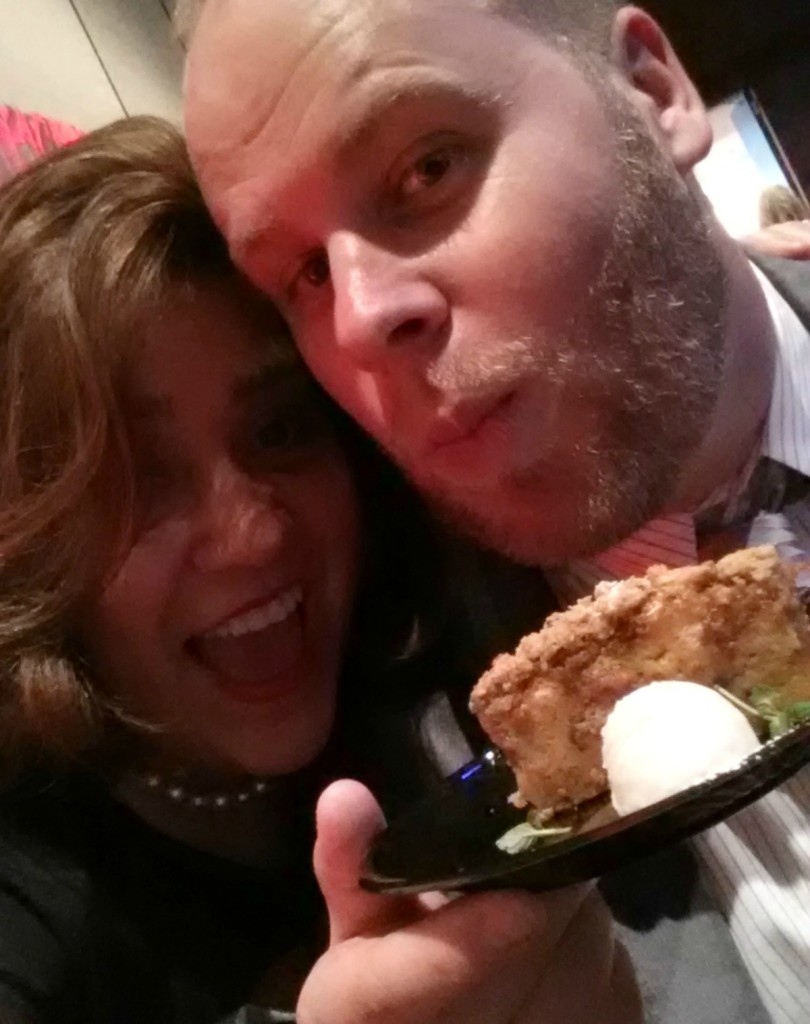 Adriana Martin and Brian from CFL Top 5 enjoying Chef Petrakis dessert at #AppetiteForTheArches