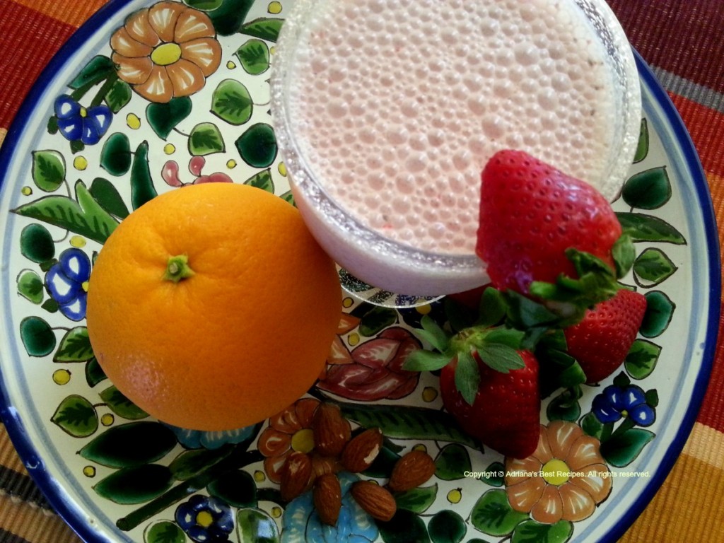 Chia, almond, strawberry, orange and Greek yogurt smoothie #ABRecipes