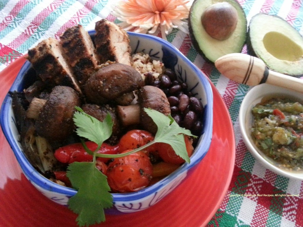 Chicken Mushroom Mexican Bowl #MushroomMakeover