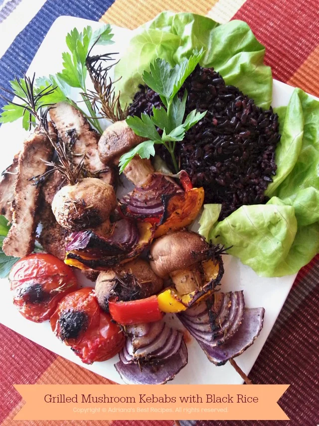 Grilled Mushroom Kebabs with Black Rice