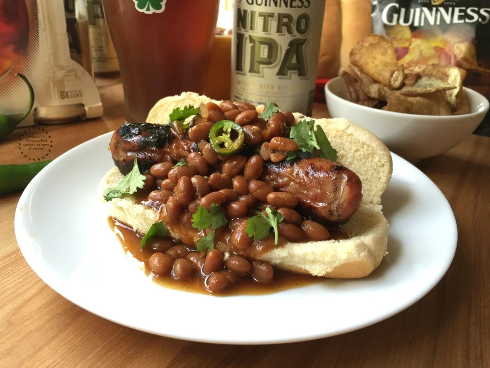 Pairing the Chicken Dogs with Guinness NITRO IPA and Guinness Chips perfect balance of flavors