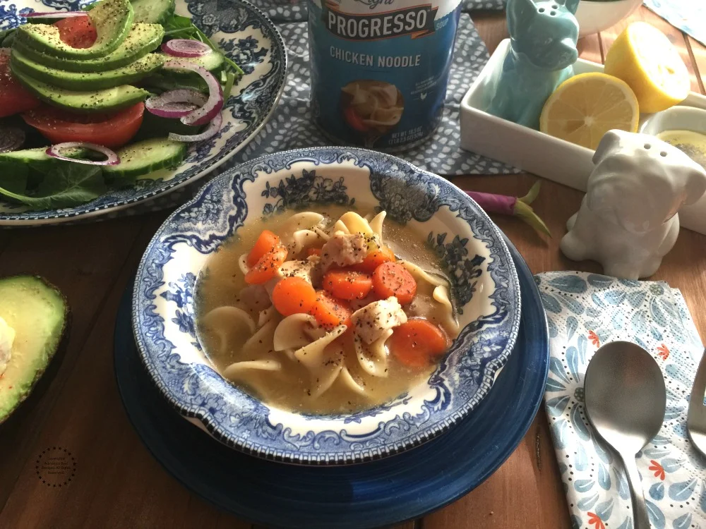 The Progresso Light Chicken Noodle soup is made with quality ingredients and antibiotic free all white chicken meat