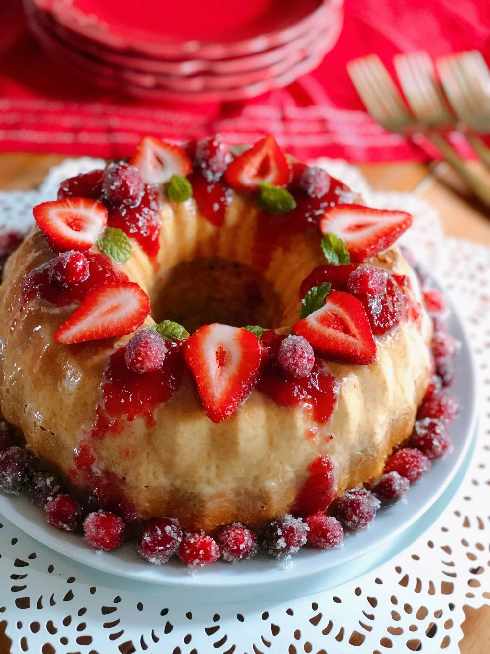 Vanilla Flan Cake with Berry Sauce - Adriana's Best Recipes