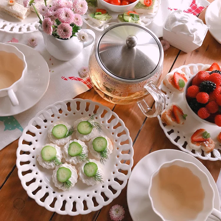 Pairing the gluten free bites with flowering green tea