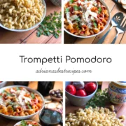 Inspired by the best pasta dish ate in a restaurant in Sorrento we created a Trompetti Pomodoro Pasta with real Parmigiano Reggiano