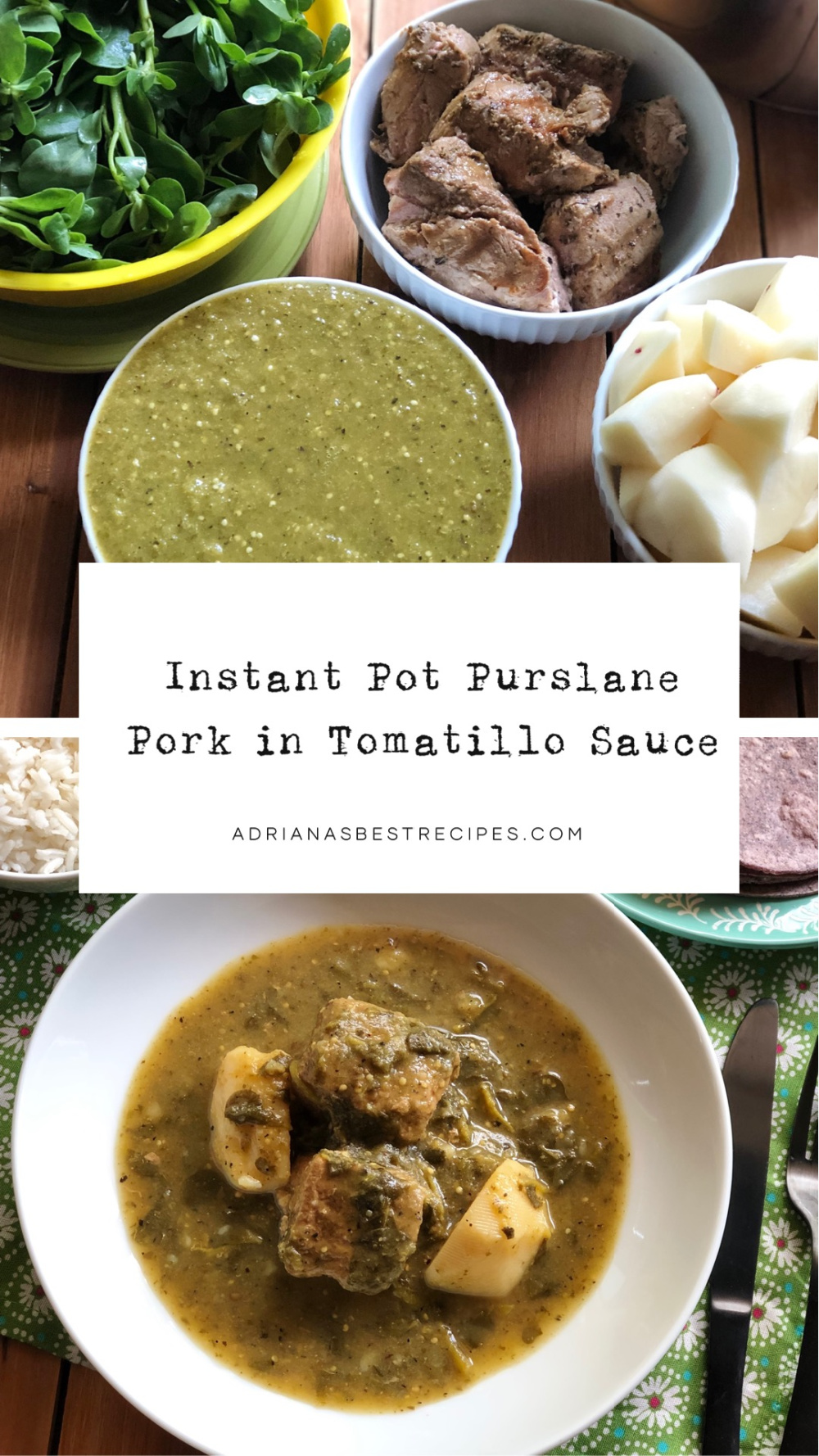 Purslane Pork in Tomatillo Sauce - Adriana's Best Recipes