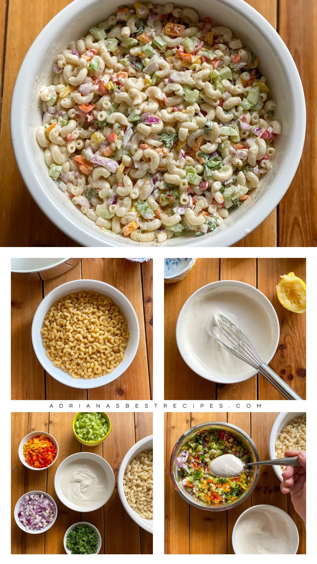 Step by step on how to make the Mexican macaroni salad