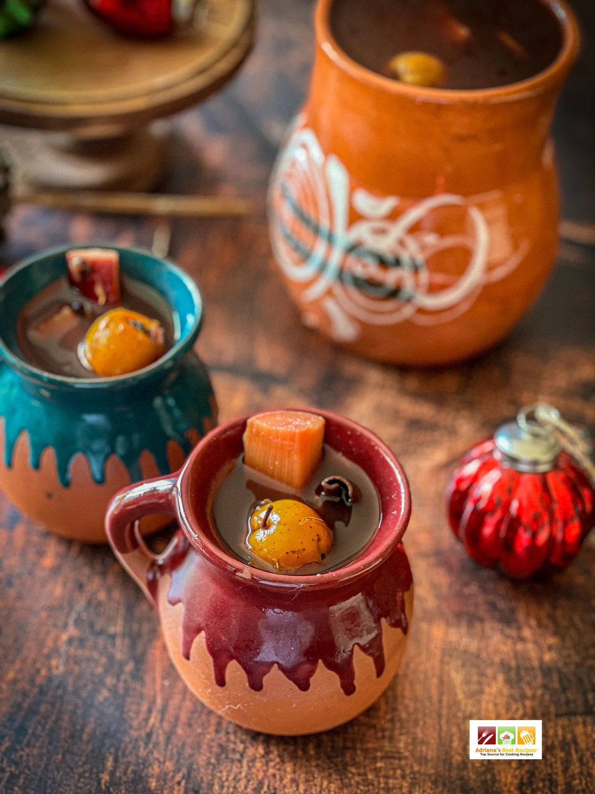 two jarritos served with homemade Mexican Holiday Fruit Punch